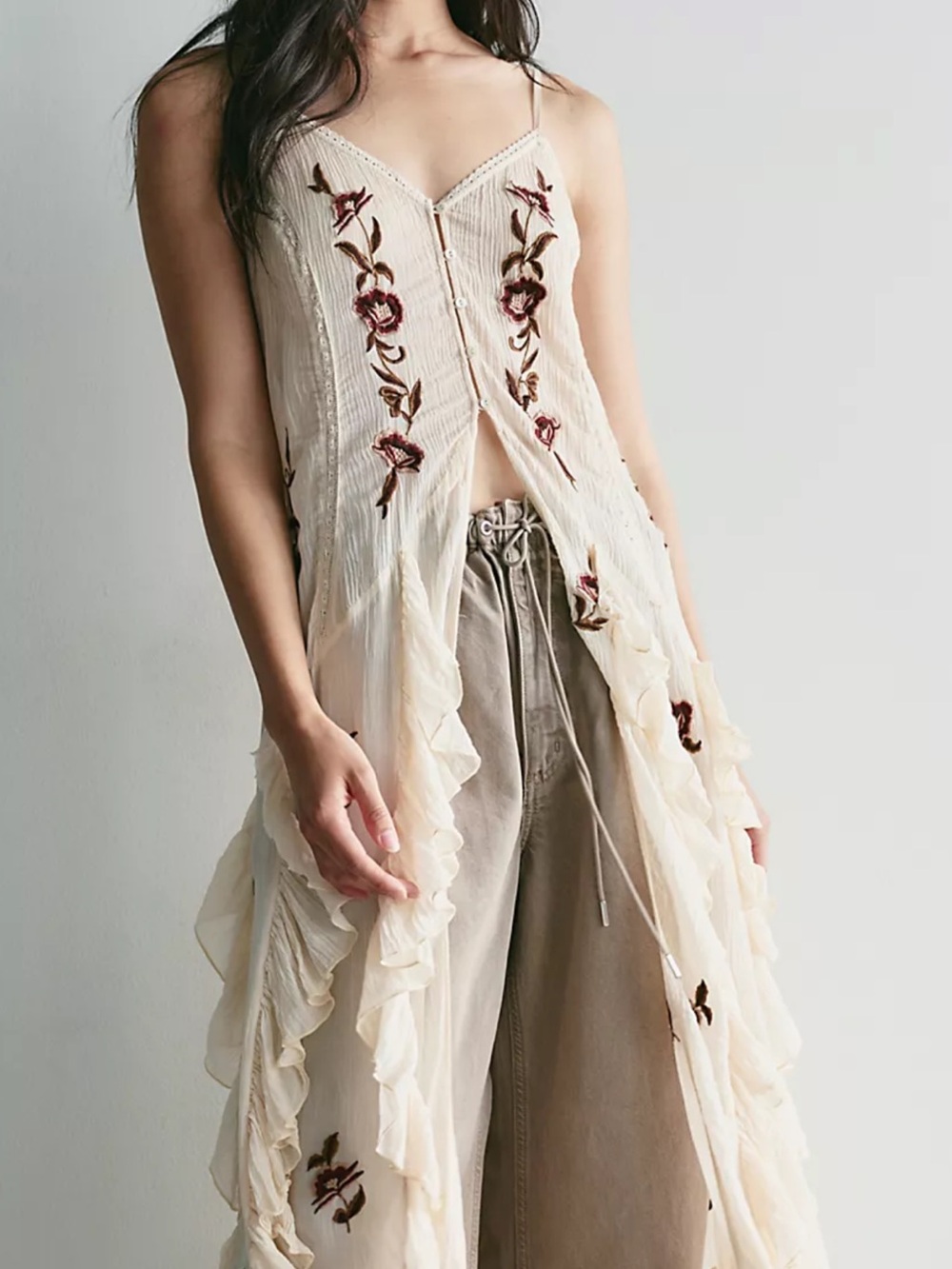 Rosa Embroidered Maxi Top. NWOT. Size XS.   Adjustable straps - fits size XS - L